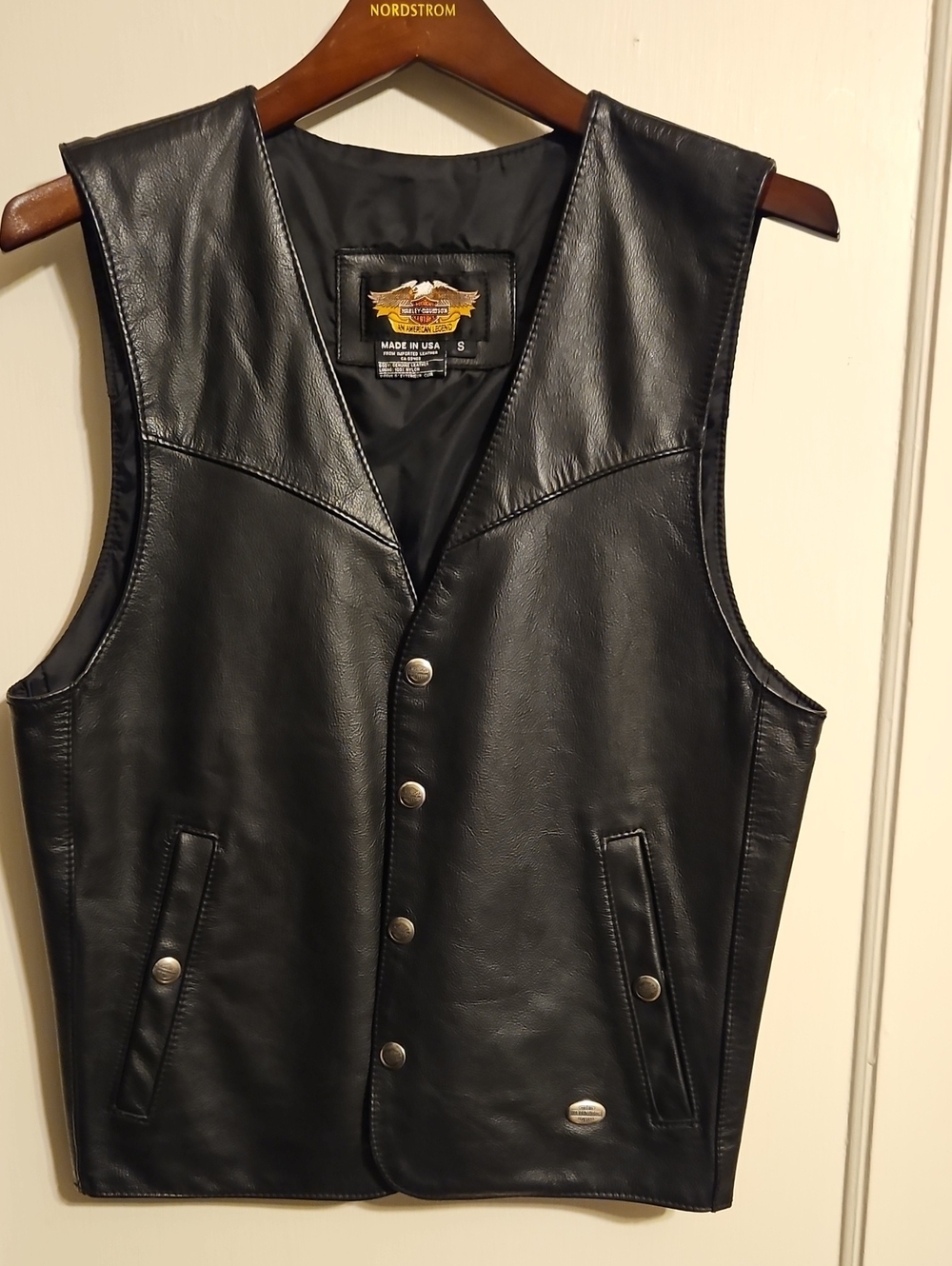 Harley-Davidson Black Leather Snap-Front Vest
